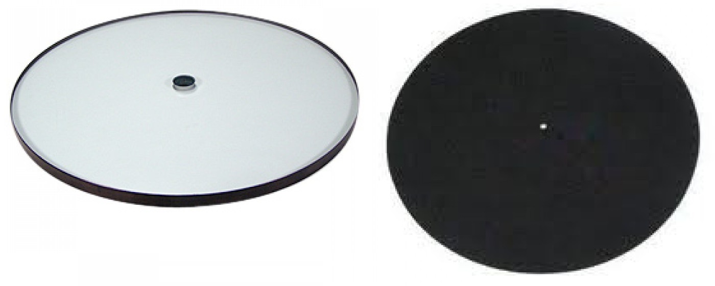 Rega 10mm thick Glass Platter and Black Wool Turntable Mat Combo, product image from Hifiheaven