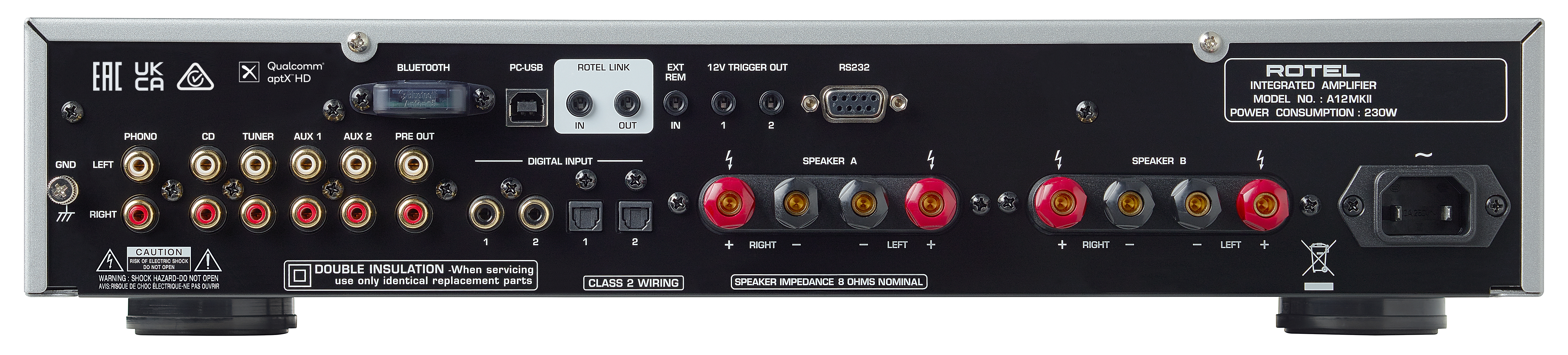 ROTEL A12MKII Stereo Integrated Amplifier (Black) - Image 2